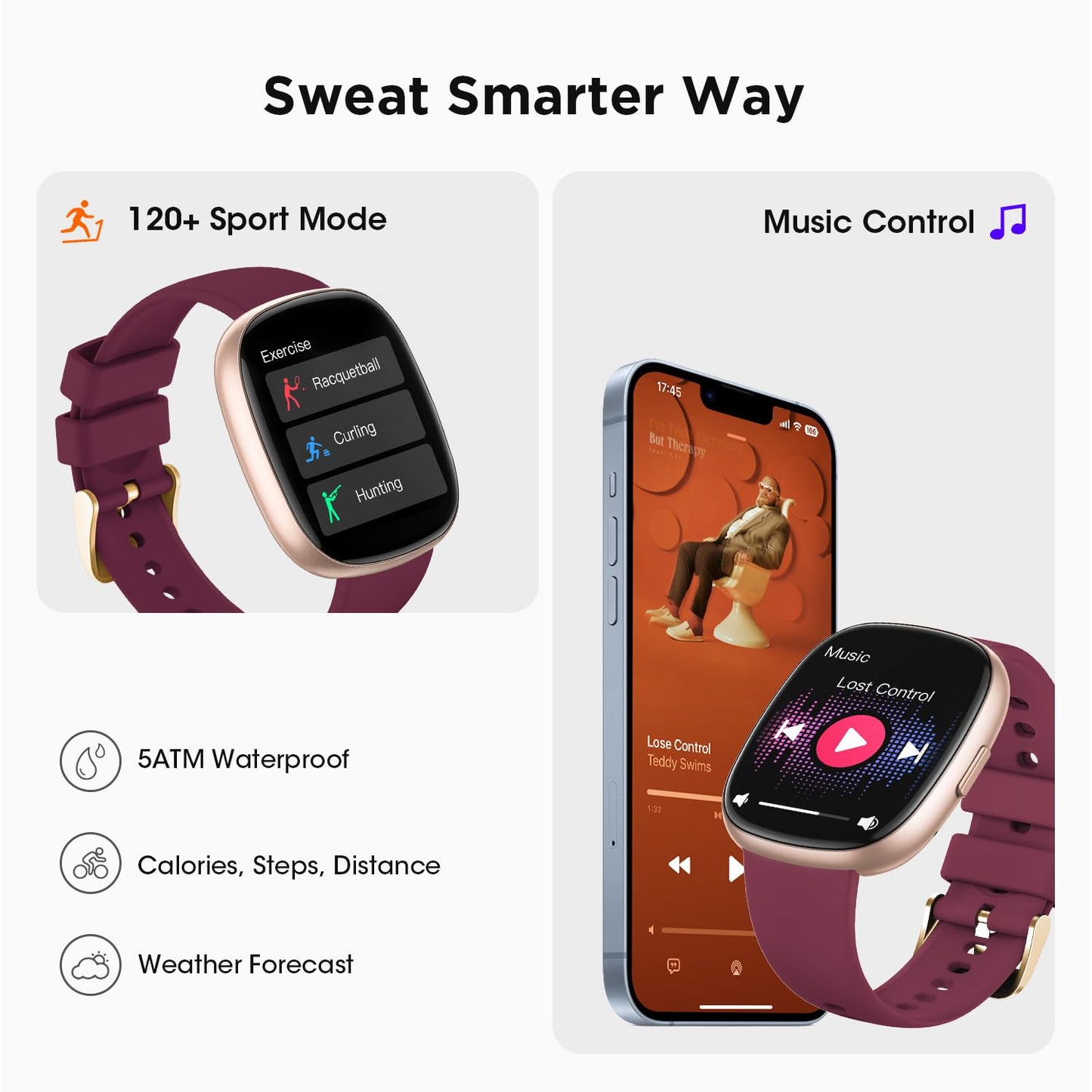 Smart Watches for Women Men Gifts: Fitness Tracker with Make/Recive Call 10-Day Battery Life Heart Rate SpO2 Sleep Monitor 120 Sport Mode 5ATM Waterproof Smartwatch for iOS Android Phones Black