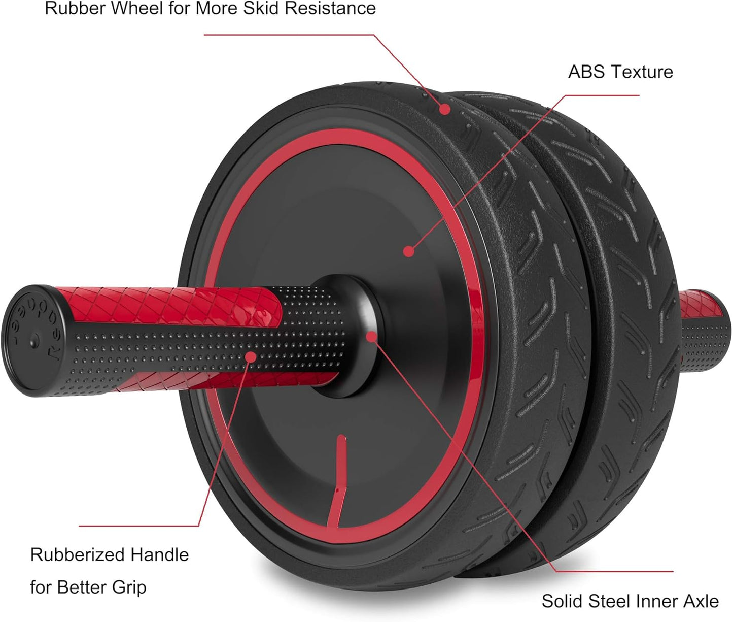 READAEER Metal Handle Ab Roller Wheel with Knee Pad Abdominal Exercise for Home Gym Fitness Equipment