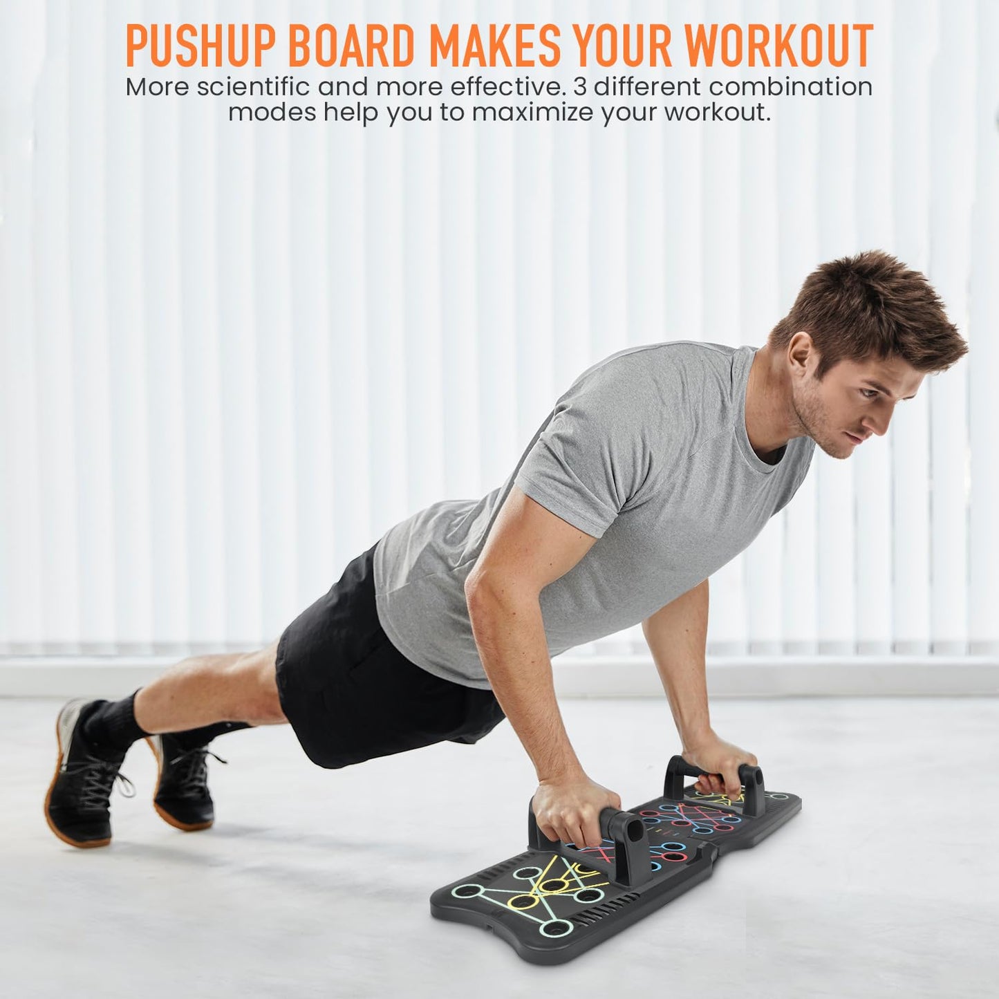 MG Push up Board with 5 Resistance Bands & Jump Rope – Portable Home Gym Equipment for Full Body Workout, Strength Training, Exercise and Fitness – with a Giftable Box & Workout Manual