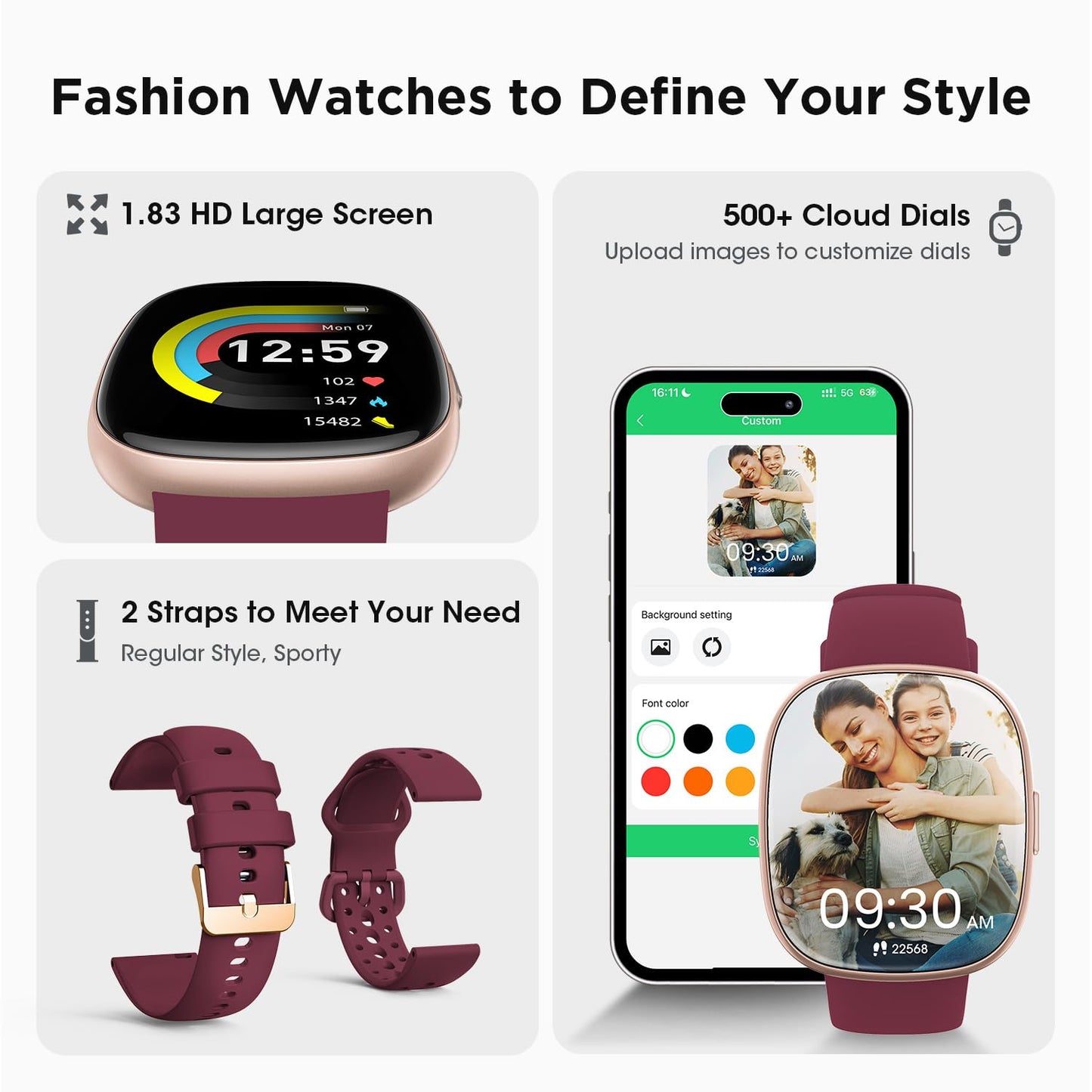 Smart Watches for Women Men Gifts: Fitness Tracker with Make/Recive Call 10-Day Battery Life Heart Rate SpO2 Sleep Monitor 120 Sport Mode 5ATM Waterproof Smartwatch for iOS Android Phones Black